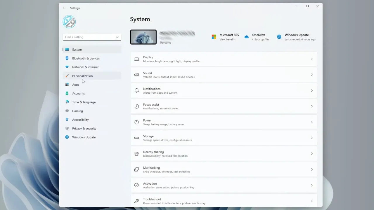 Windows 11 Settings Screen