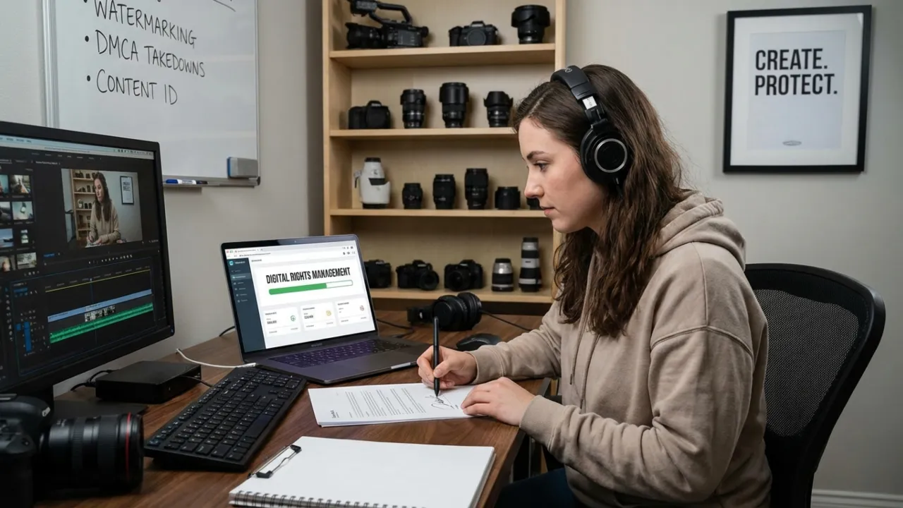 Video creator protecting content from copying and theft online.