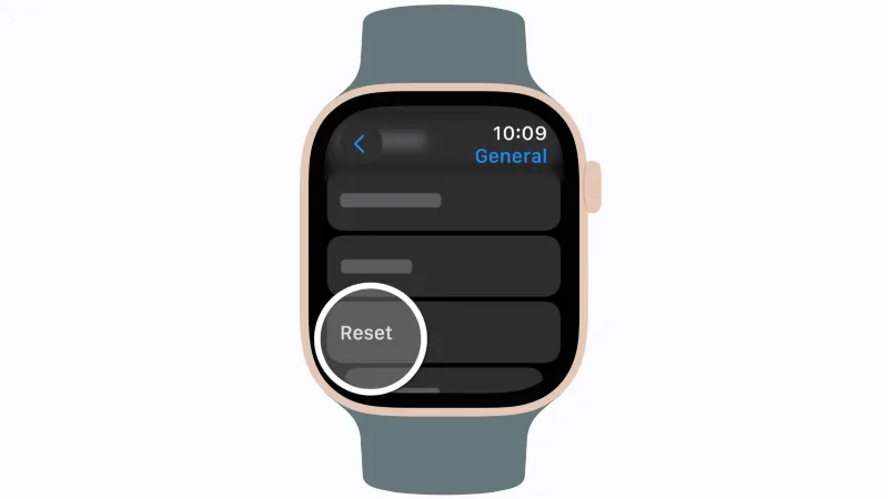 Click this reset button under general section in apple watch settings.