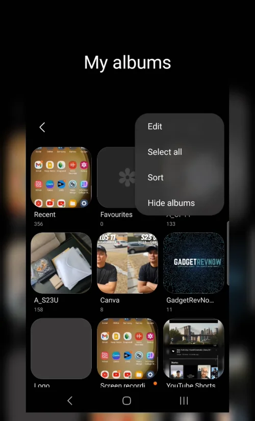 Select Hide albums to hide albums in Gallery.