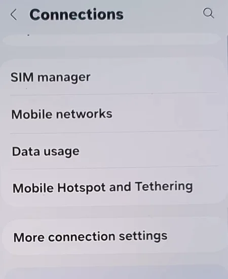 Tap More connections settings option.