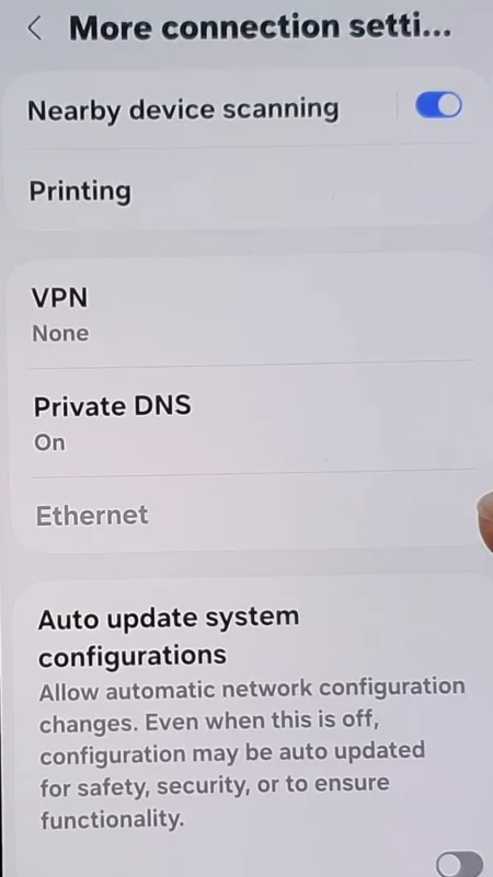 Click Private DNS shown here.