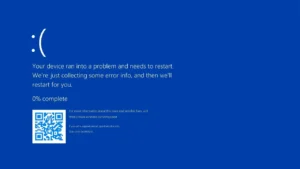 Windows Blue Screen of Death (BSOD) Error Screen