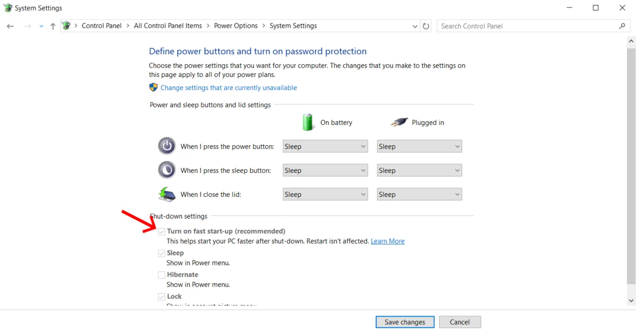 Uncheck this Turn on fast startup option in Power Options.
