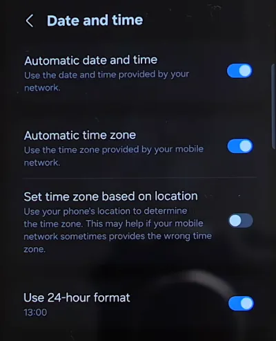 Change Date and Time Settings on Android screen2