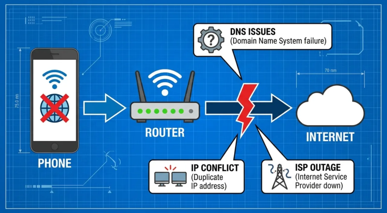 why does my phone say no internet connection when i have wifi diagram.