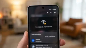 Android phone connected to wifi but no internet error message.