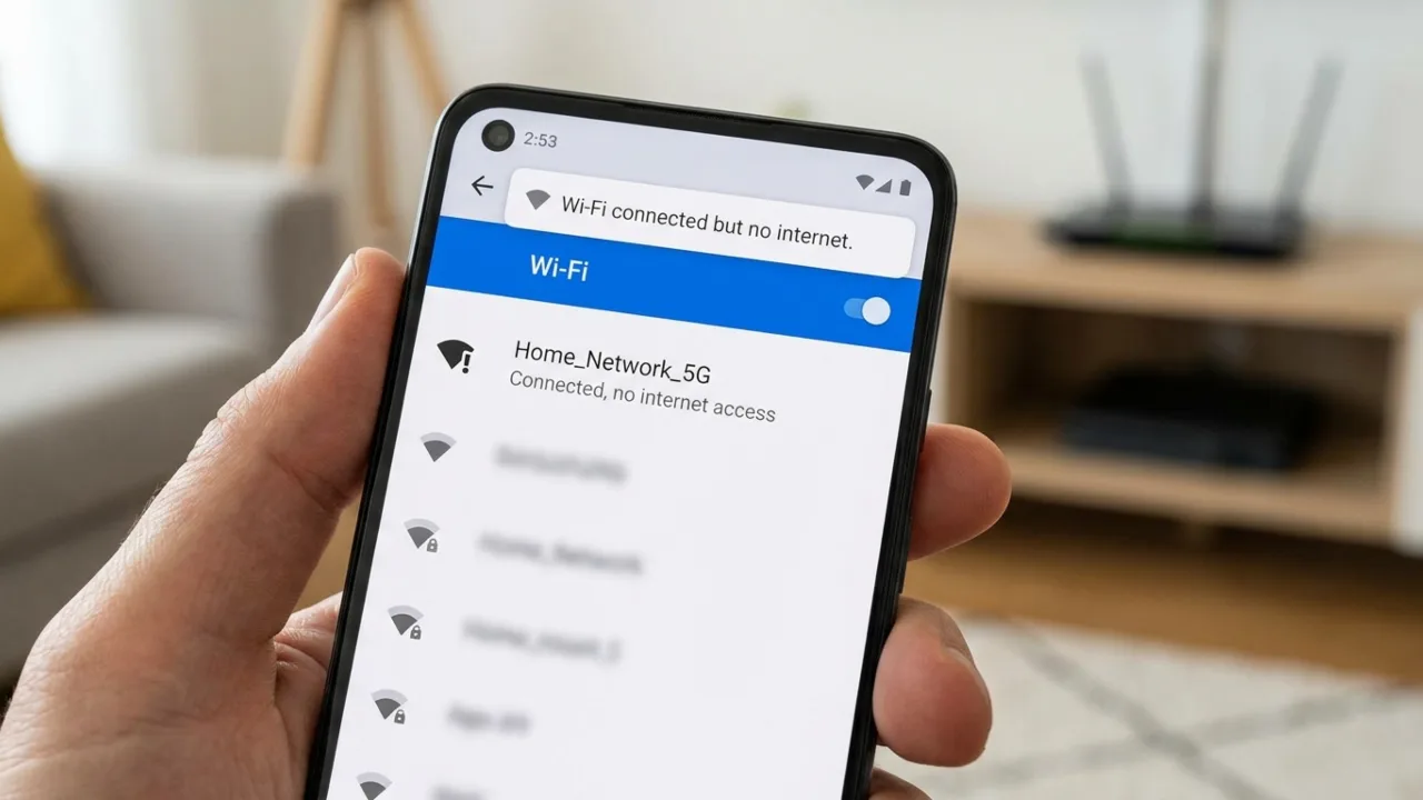 Android connected but no internet.