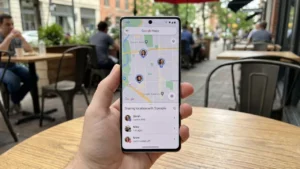 Android phone showing Google Maps location sharing interface.