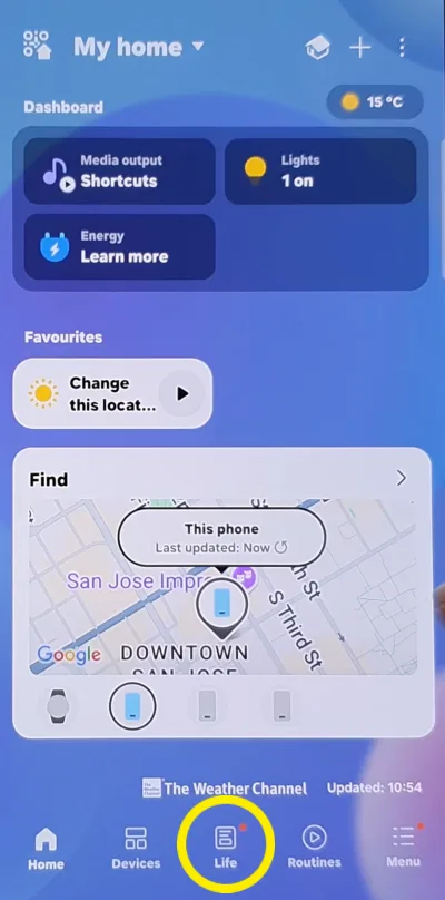 Location Sharing screen via SmartThings