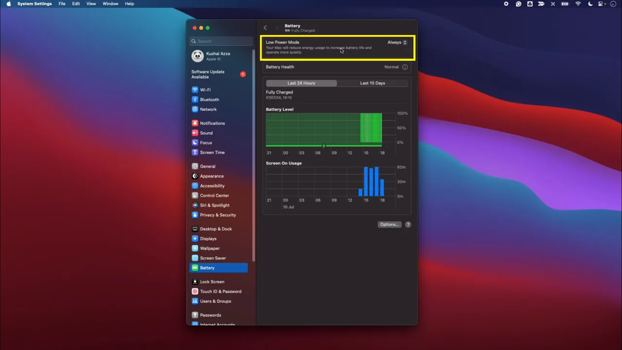 Enable this Low Power Mode on Mac.