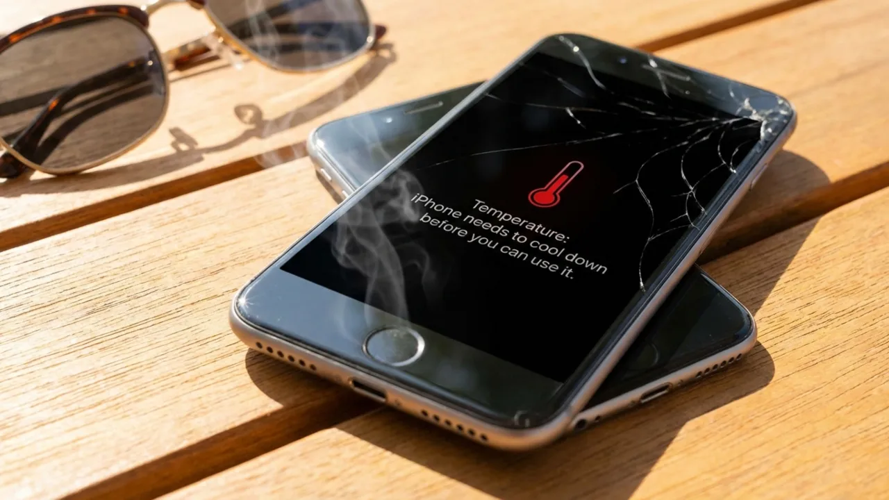 Overheating iPhone in sunlight.