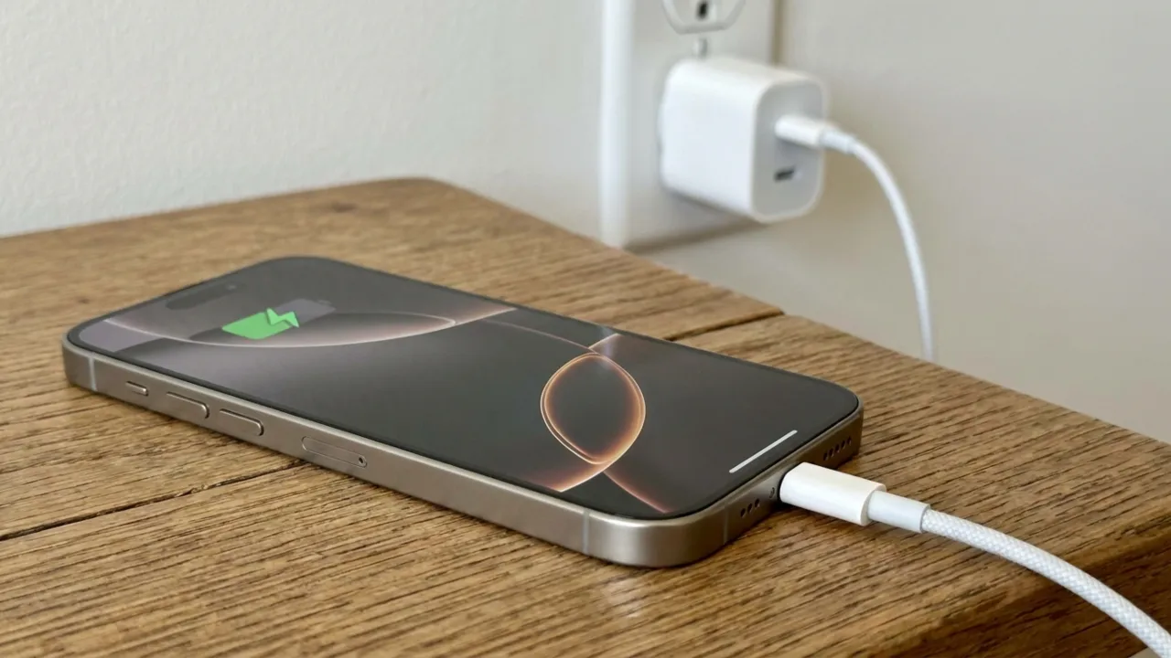 iPhone charging with official Apple charger to resolve boot issues.