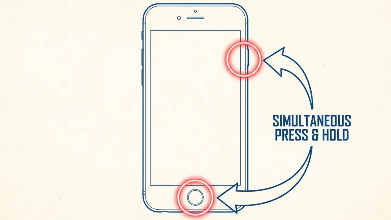 iPhone 6s force restart using Home and Sleep/Wake buttons.