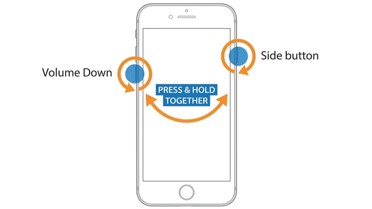 iPhone 7 force restart buttons - Volume Down and Side button combination