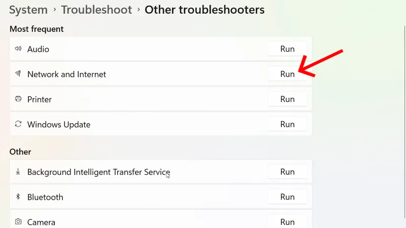 network troubleshooter option in win 11.