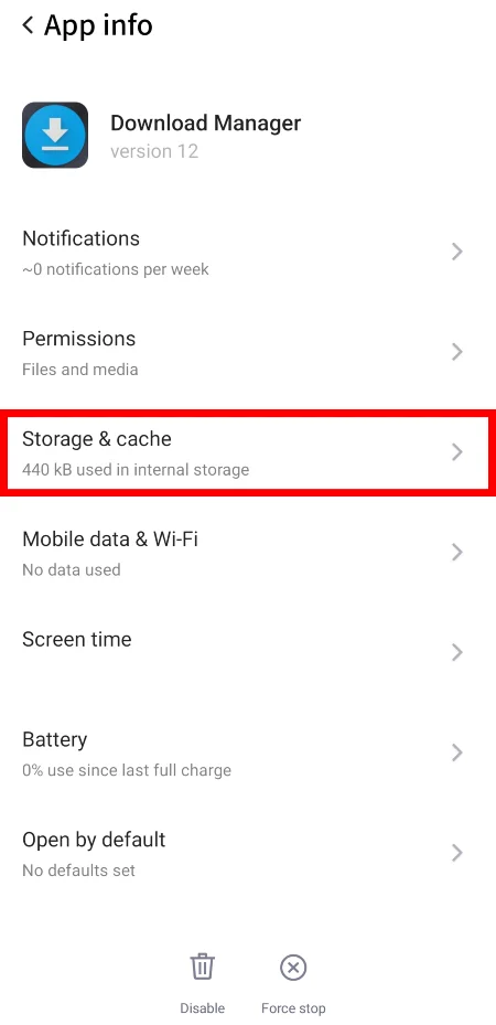 Download Manager app info.