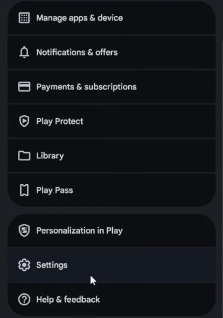 Tap Settings in Google account menu.